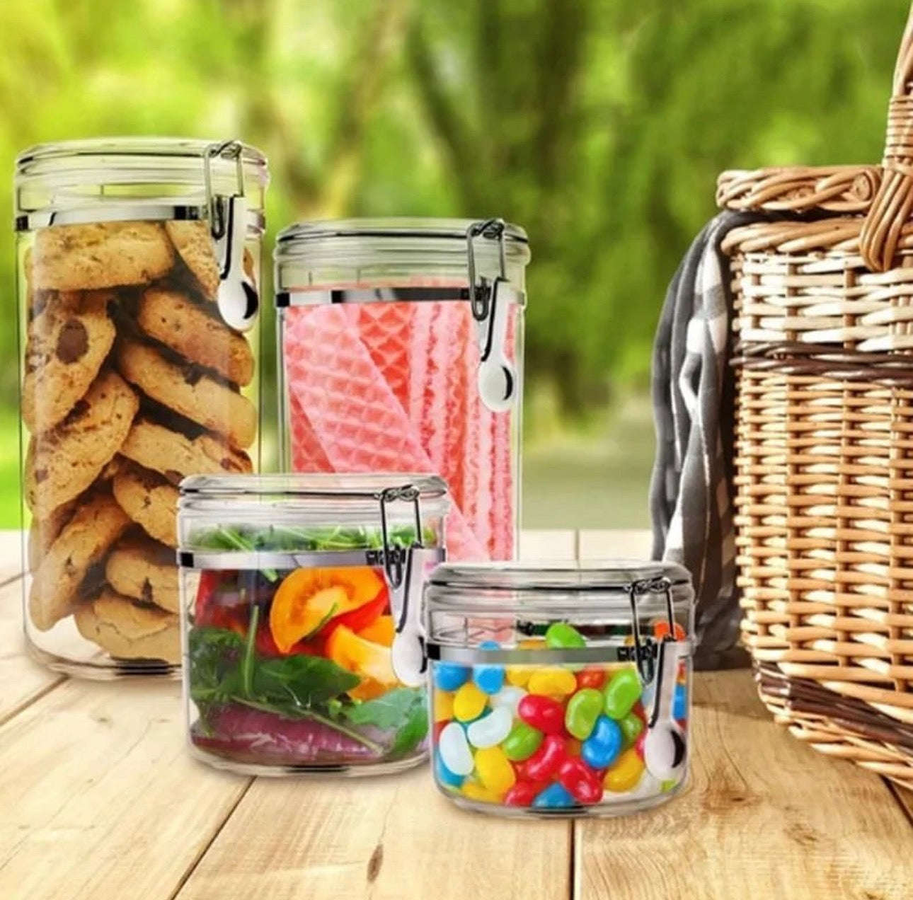 ✨ Set de Envases Organizadores Herméticos con Cierre Metálico (4 en 1)✨

¡Mantén tu cocina ordenada y tus alimentos siempre frescos! 🌾🍪☕