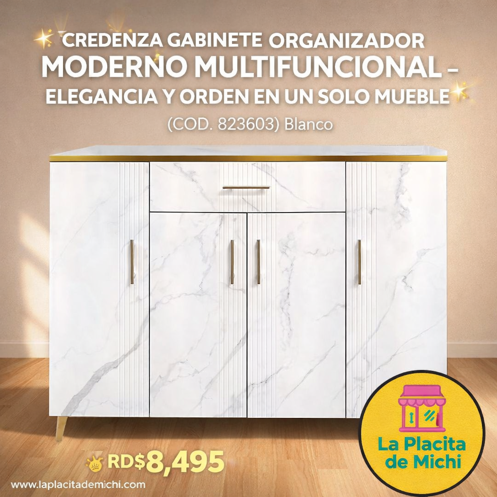 ✨ CREDENZA GABINETE ORGANIZADOR MODERNO MULTIFUNCIONAL – ELEGANCIA Y ORDEN EN UN SOLO MUEBLE ✨
(COD. 823603) Blanco 

💰RD$8,495