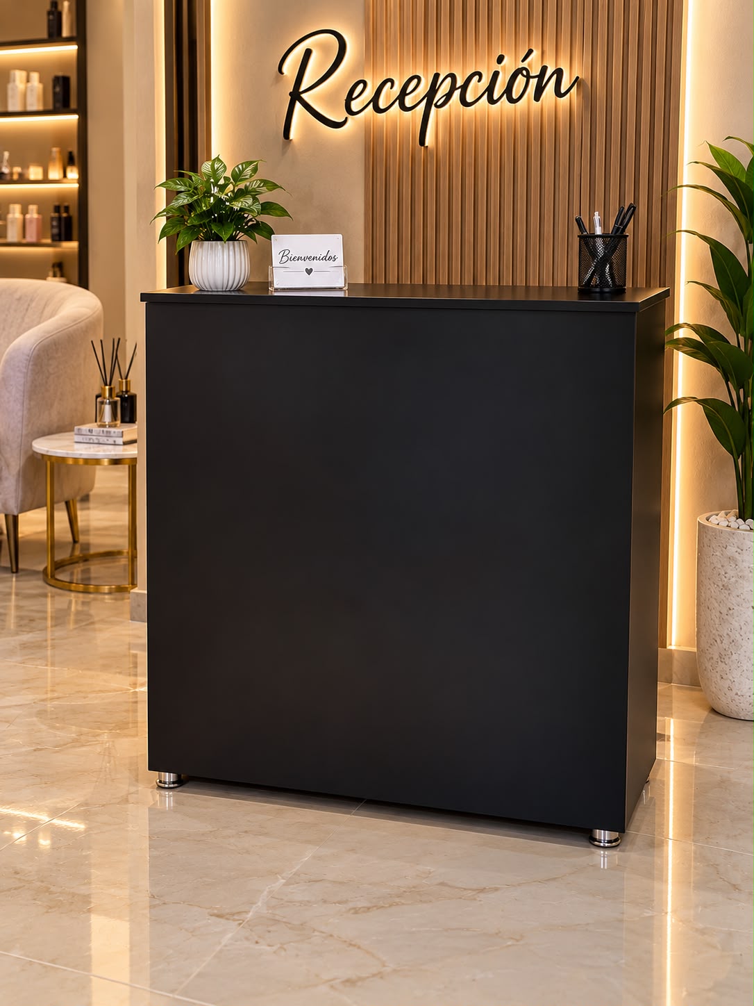 ✨🖤Mostrador / Counter de Recepción Negro 🖤✨
🆔(Cod.11 NEGRO)

💰RD$7,495 

- Medidas: 80cm Ancho 110cm Altura x 42cm 
- ⁠Material Hidrofugo (Armado)