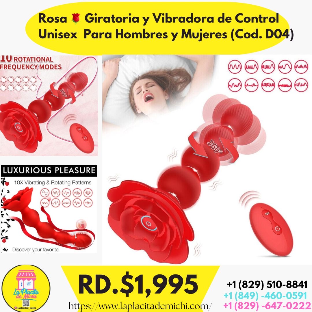 Rosa 🌹 Giratoria y Vibradora de Control Unisex  Para Hombres y Mujeres (Cod. D04)