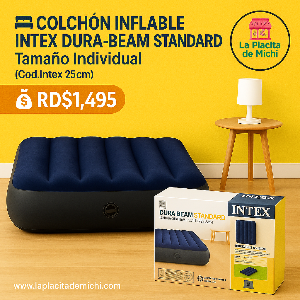 🛏️ Colchón Inflable Intex Dura-Beam Standard – Individual
🆔 Cod.64756  | (30x75x10cm)

💰 RD$1,495