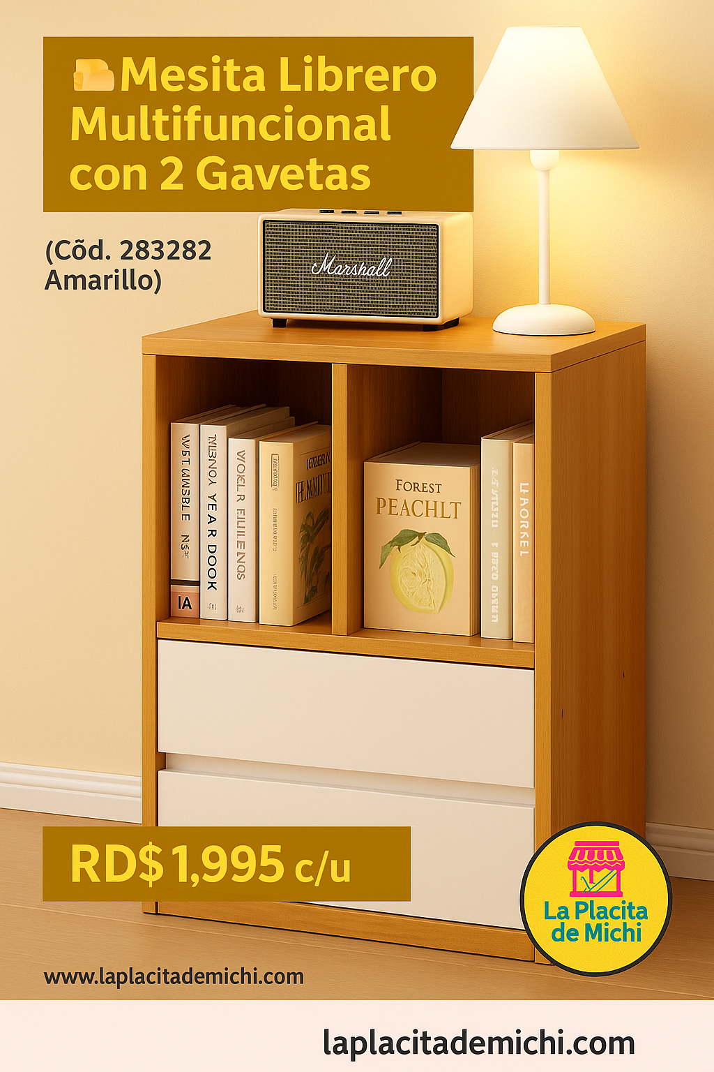 📚✨ ¡Organiza con estilo y funcionalidad! ✨📚

🪵 Mesita Librero Multifuncional con 2 Gavetas
(Cód. 283282 *Amarillo*) 
55×30×80cm)

💰 RD$1,995 c/u