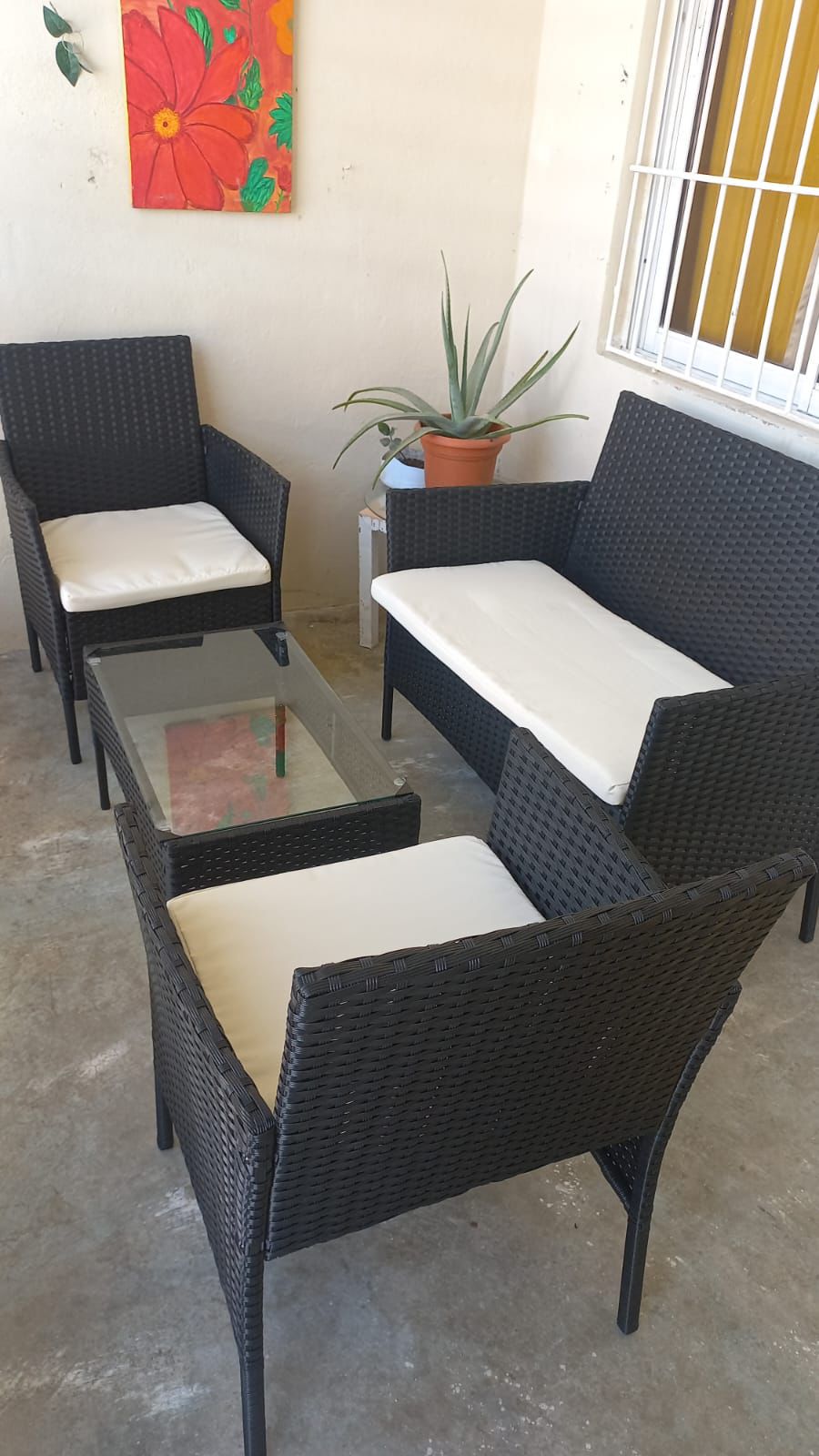 🛋️ Juego de Sala Exterior en Ratán Sintético – Elegancia y Confort para tu Espacio 🛋️ (Cod.-04) (*Color Negro* 

💰RD$10,995