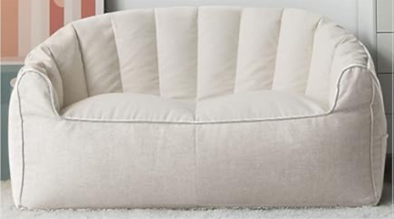 🛋️✨ Sofá Puff 2 Plazas de Algodón y Lino ✨🛋️ (Cod.1-2) (Empacado al Vacío)
 (Blanco)