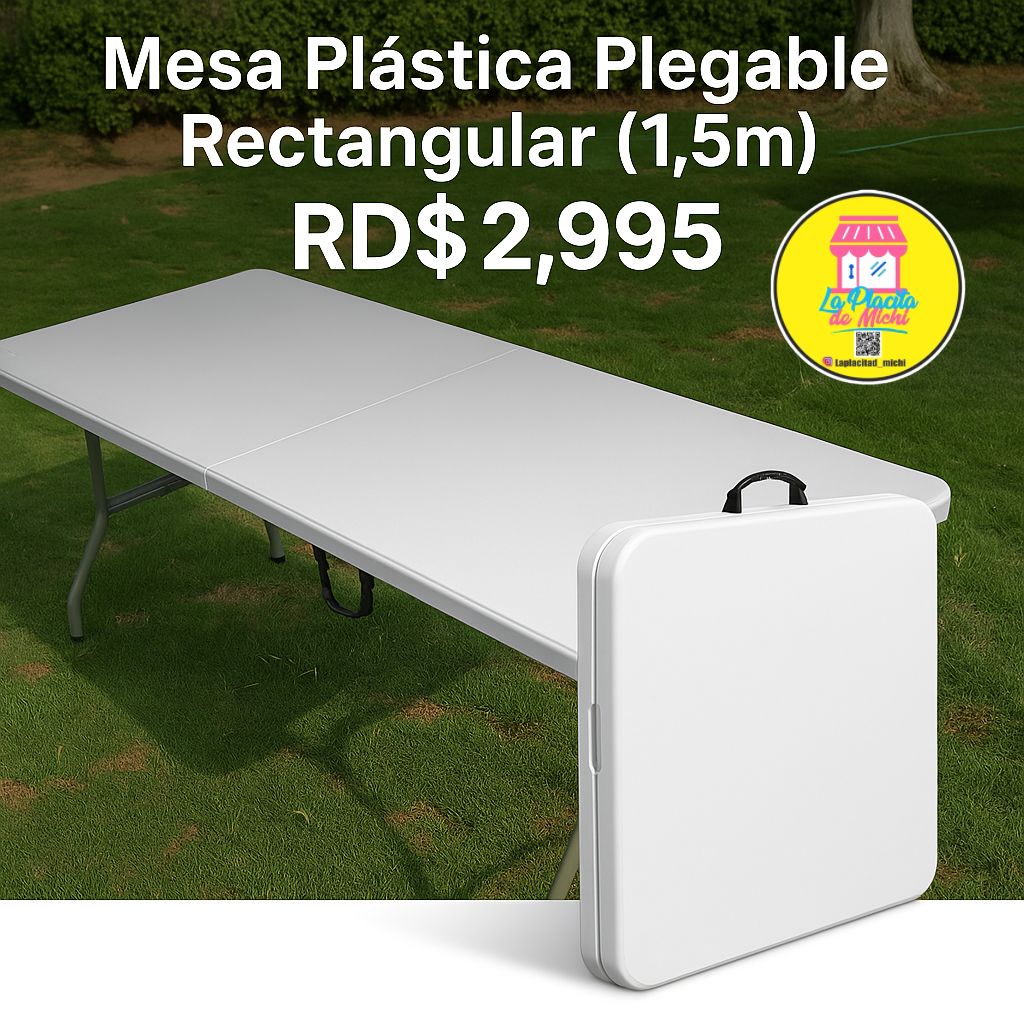 Mesa Plástica Plegable Rectangular (1.5m) (77 x 71*7.5 cm)