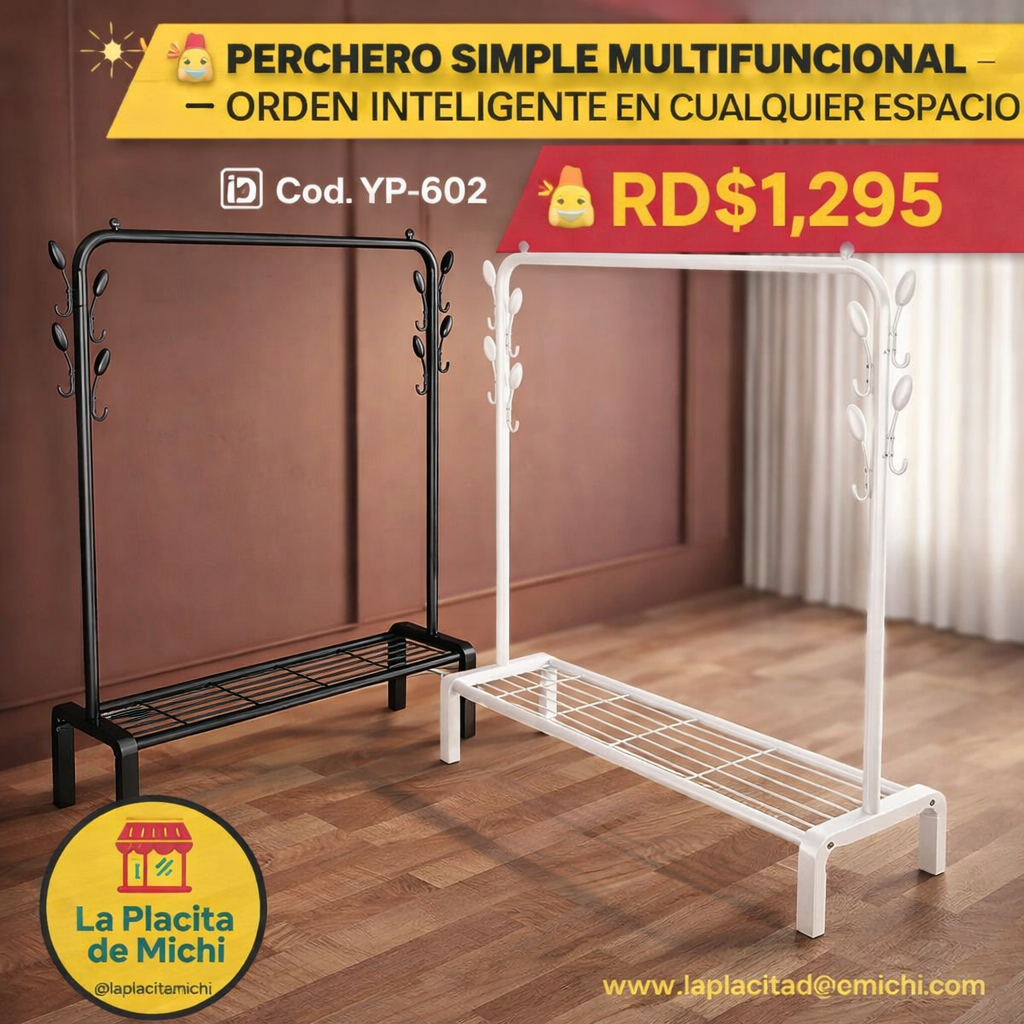 ✨👕 PERCHERO SIMPLE MULTIFUNCIONAL – ORDEN INTELIGENTE EN CUALQUIER ESPACIO 👕✨
🆔 Cod. YP-602

💰 RD$1,295
