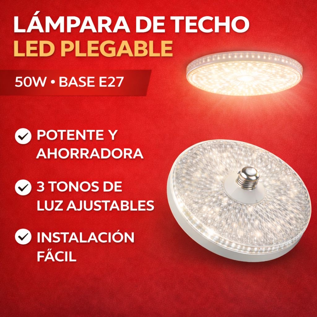 🔴💡 LÁMPARA  ELEGANTE DE TECHO LED PLEGABLE – 50W POTENCIA REAL 💡🔴 (Cod.66046)

💰RD$995
