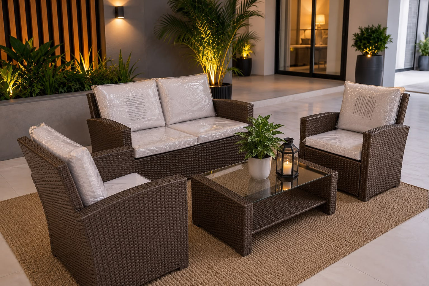 🤎✨ JUEGO DE SALA EXTERIOR PREMIUM EN RATÁN SINTÉTICO – 4 PIEZAS ✨🤎 (Cod. 150 Marrón )

💰 RD$17,995