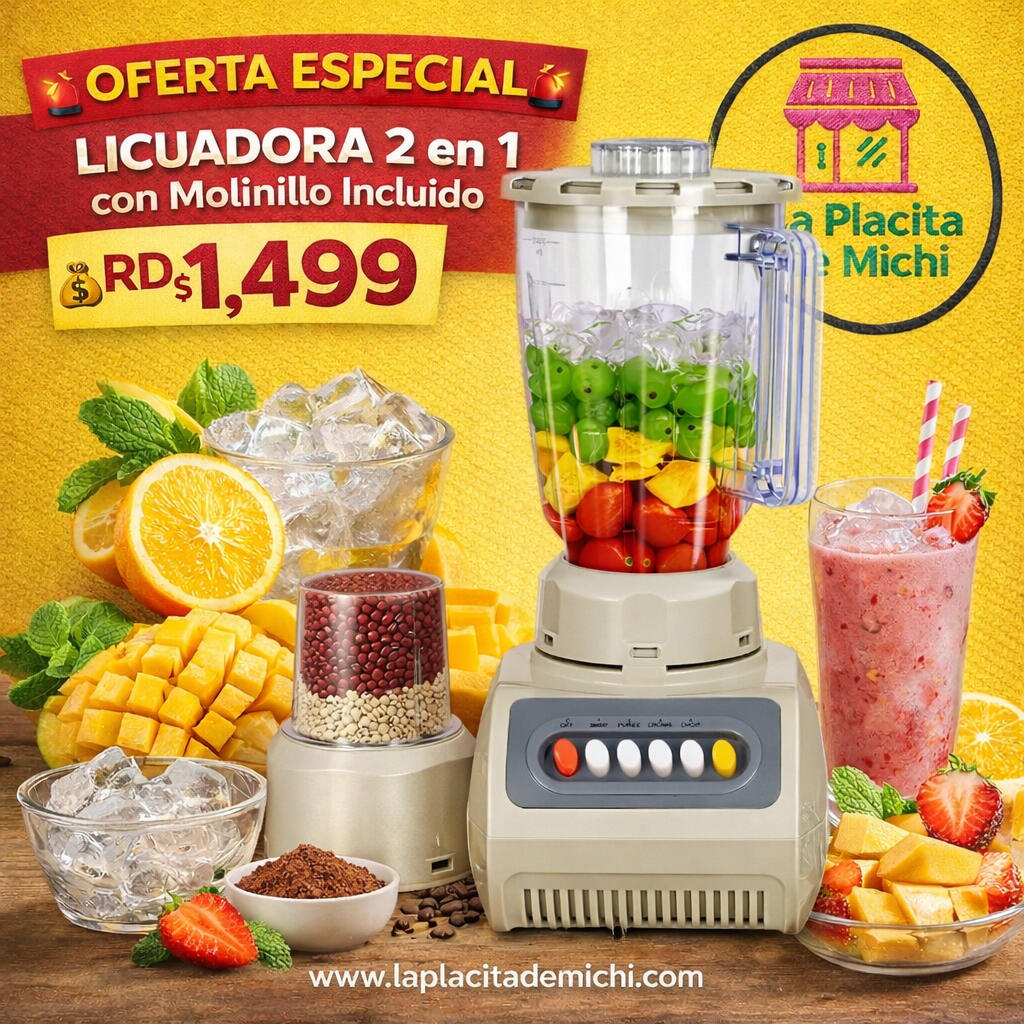 🚨 OFERTA ESPECIAL – Licuadora 2 en 1 con Molinillo Incluido 🚨 (Cod.  (R.2821)
💰 RD$1,499