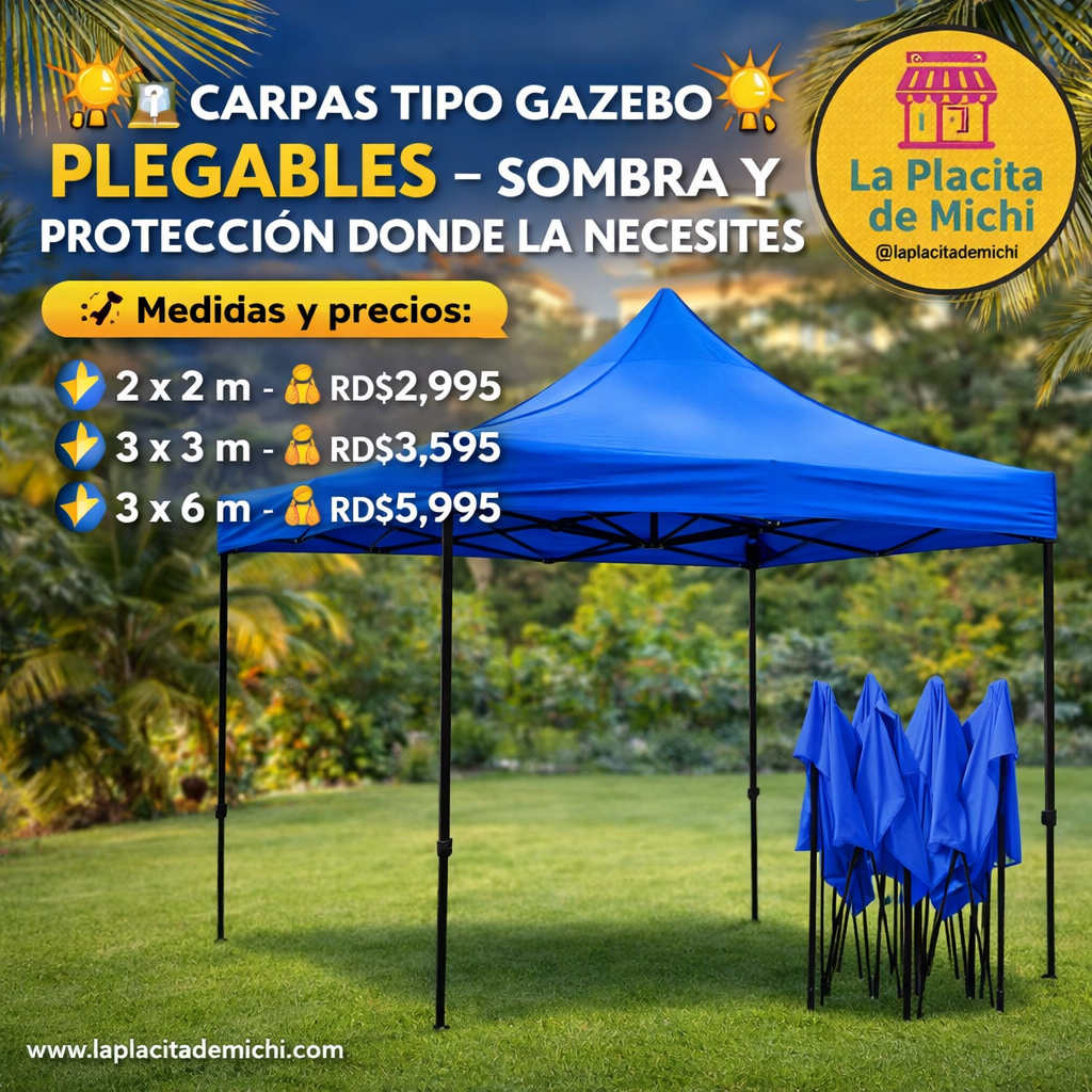 🌤️ Carpa Toldo Plegable Reforzada 2x2m 🔹
💰 RD$2,995