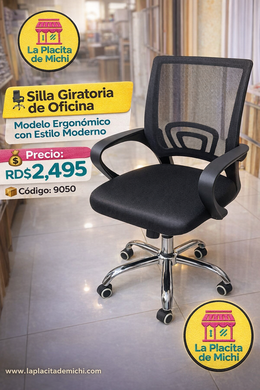 🪑 Silla Giratoria de Oficina (9050) – Modelo Ergonómico con Estilo Moderno
💰Precio: RD$2,495