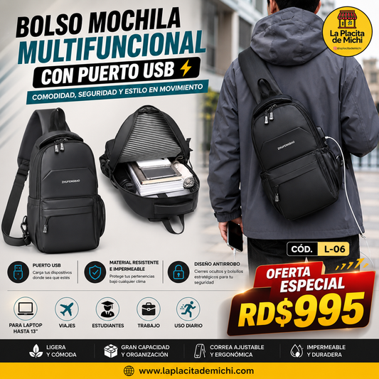 🎒⚡ BOLSO MOCHILA MULTIFUNCIONAL CON PUERTO USB – COMODIDAD, SEGURIDAD Y ESTILO EN MOVIMIENTO ⚡🎒

🆔 Cod. L-06

💰 RD$995