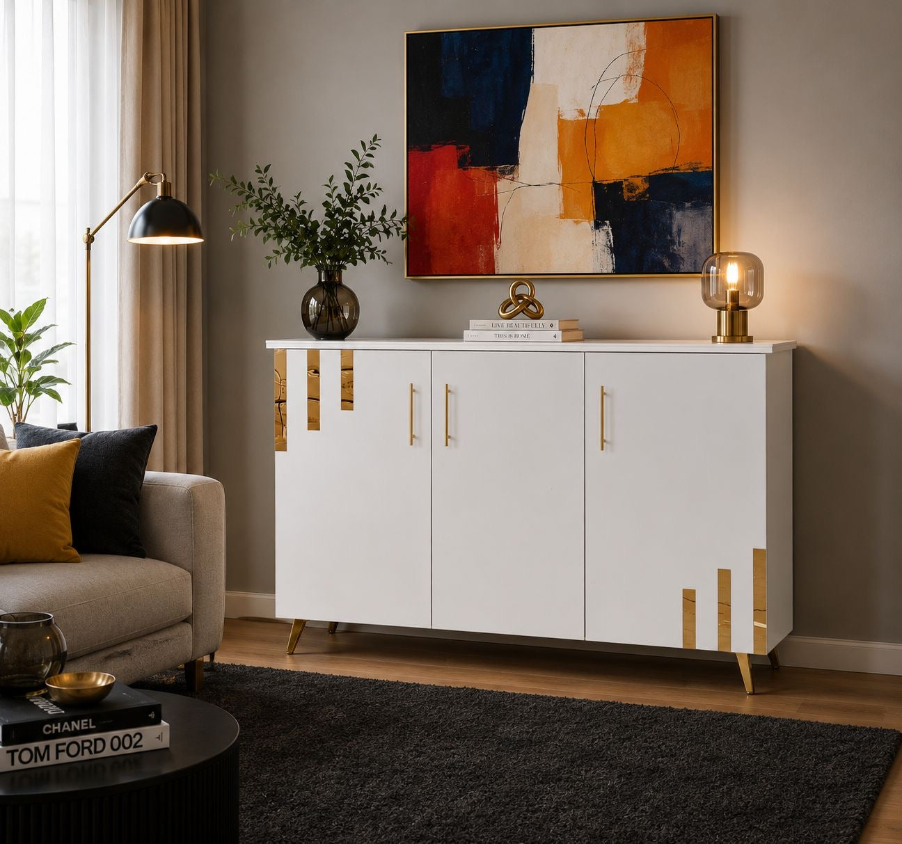 ✨🤍 CREDENZA REPISA APARADOR MODERNO BLANCO Y DORADO – ELEGANCIA Y ORGANIZACIÓN PARA TU HOGAR ✨

📌 Cod. 82603)

💰RD$8,495