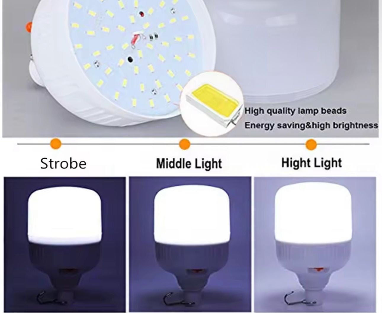 💡 Bombilla LED Recargable – ¡Luz en cualquier lugar! (Cod.033) (40w)