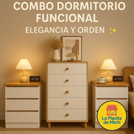 🔥 COMBO DORMITORIO FUNCIONAL – ORGANIZA Y DECORA EN UN SOLO PASO

🛏️ 2 Mesitas de Noche Color Madera & Blanco
Diseño moderno, compactas y funcionales
(Cod.283285)
📏 32×30×59 cm

🪑 Gabinete de Almacenamiento Moderno
Ideal para ropa, accesorios o artícu