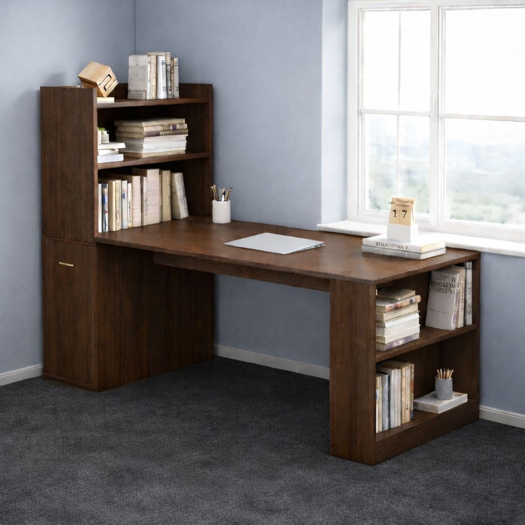 ✨ Escritorio con Estantería Lateral y Superior – Diseño Moderno Multifuncional (Cod.823708 Marrón)✨

💰RD$4,995
