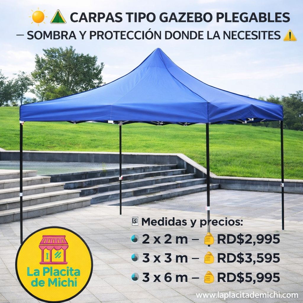 🌤️ Carpa Toldo Plegable Reforzada 2x2m 🔹
💰 RD$2,995