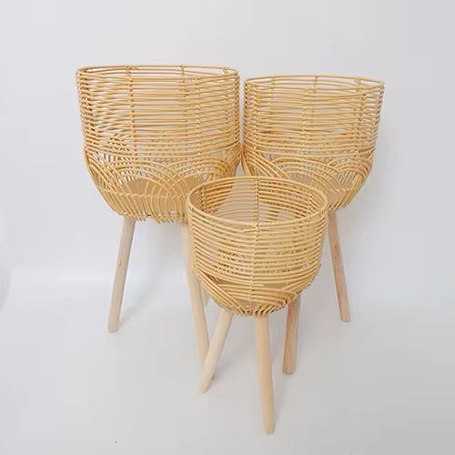 Juegos de soporte de plantas de ratán hechos a mano, maceta personalizada de estilo europeo, planta decorativa moderna de Color. (Cod.06-6)a