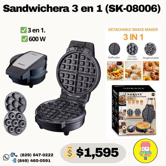 Sandwichera 3 en 1 (SK-08006)
