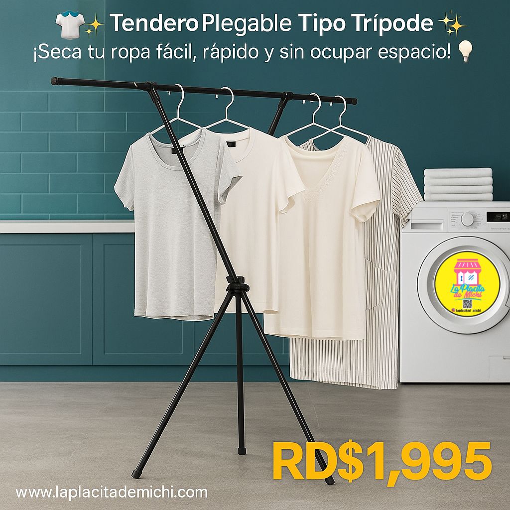 👕✨ Tendedero Plegable Tipo Trípode ✨👗 (Cod.A99)
¡Seca tu ropa fácil, rápido y sin ocupar espacio! 💡