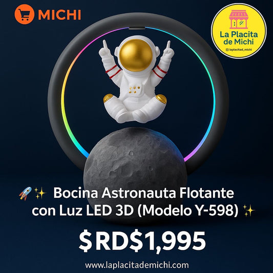 🚀✨ Bocina Astronauta Flotante con Luz LED 3D (Modelo Y-598) ✨🚀

💰RD$1,995