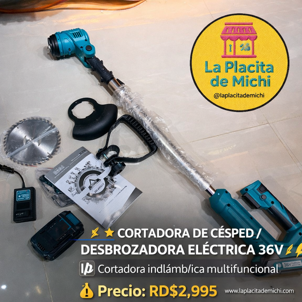 🌿⚡ CORTADORA DE CÉSPED / DESBROZADORA ELÉCTRICA RECARGABLE 36V ⚡🌿
🆔 (Cod. 800-12131)

💰 Precio: RD$2,995