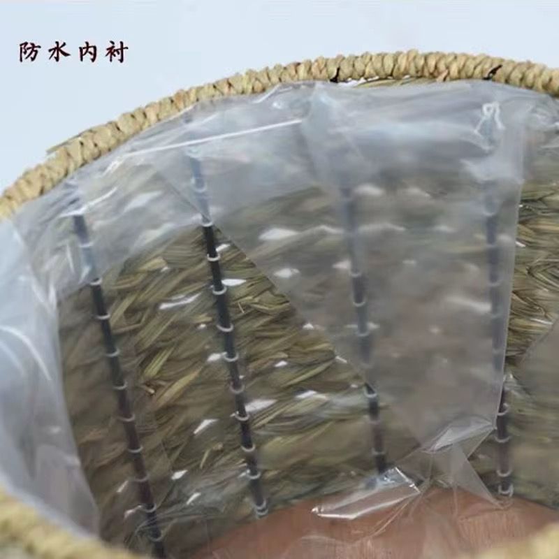 Juego de 3 cestas de plantas tejidas con patas de madera para decoración del hogar, contenedor fabuloso para plantadores, macetas ecológicas para plantas. (Cod.06-1)