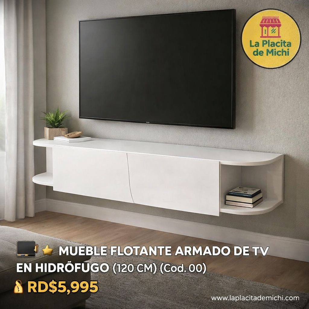 🖥️✨ MUEBLE FLOTANTE ARMADO DE TV EN HIDRÓFUGO (120 CM) (Cod. 00) 

💰RD$5,995