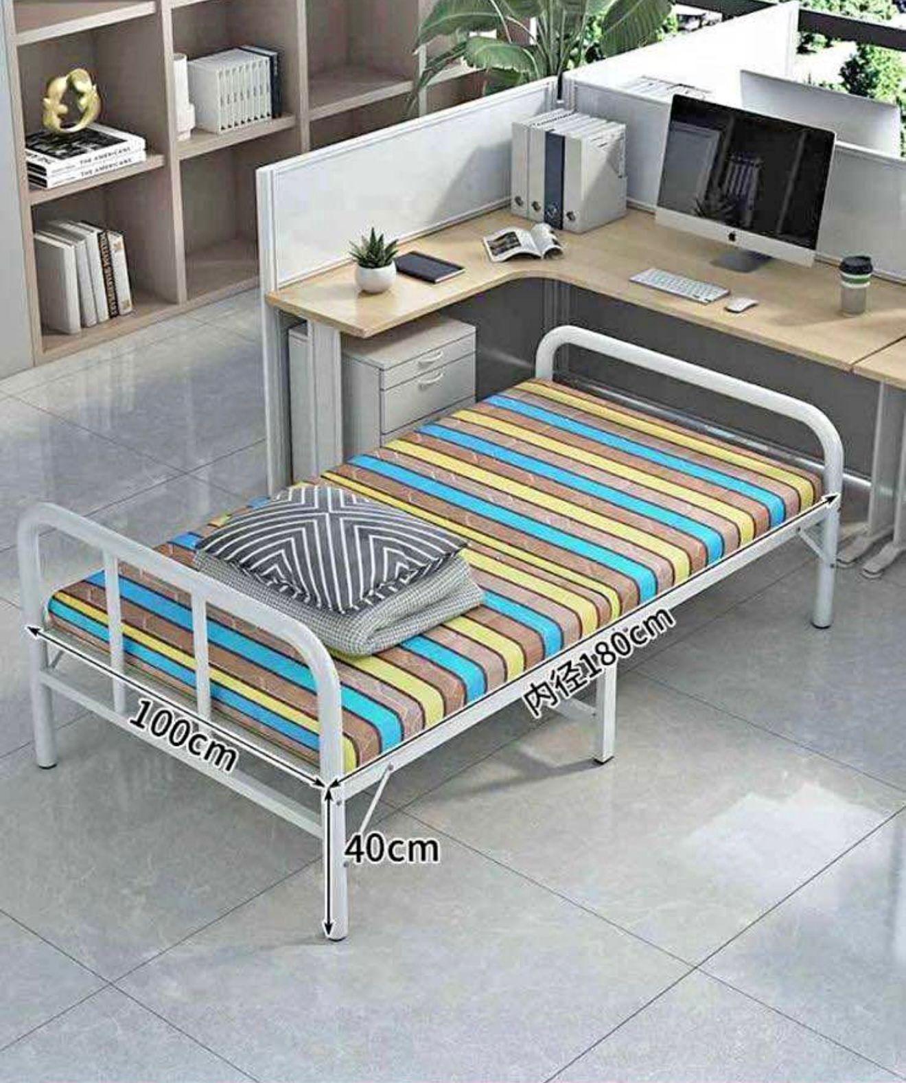 🛏️ CAMA PLEGABLE INDIVIDUAL CON COLCHÓN INCLUIDO
(COD. 081)

💰 RD$4,395 

📐 Medidas de la cama plegable:
	•	Largo: 180 cm
	•	Ancho: 100 cm
	•	Altura: 40 cm