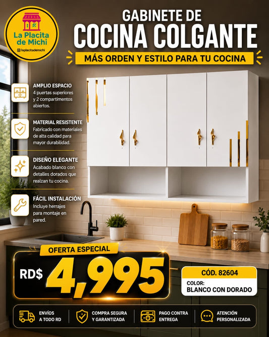 🍽️✨ GABINETE DE COCINA COLGANTE – MÁS ORDEN Y ESTILO PARA TU COCINA ✨🍽️

🆔 Cod. 82604 Blanco con Dorado 

💰RD$4,995