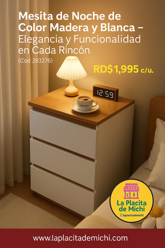 🛏️ Mesita de Noche de Color Madera y Blanca – Elegancia y Funcionalidad en Cada Rincón
(Cod.283285) (32x30x59cm)

💰RD$1,995 c/u.