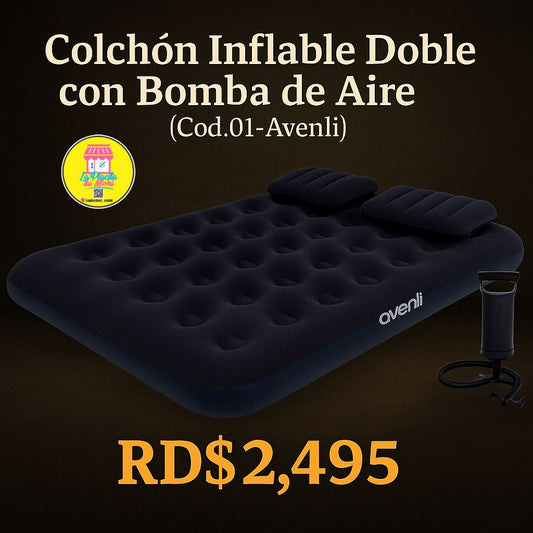 Colchón Inflable Doble con Bomba de Aire  (Cod.01-Avenli)