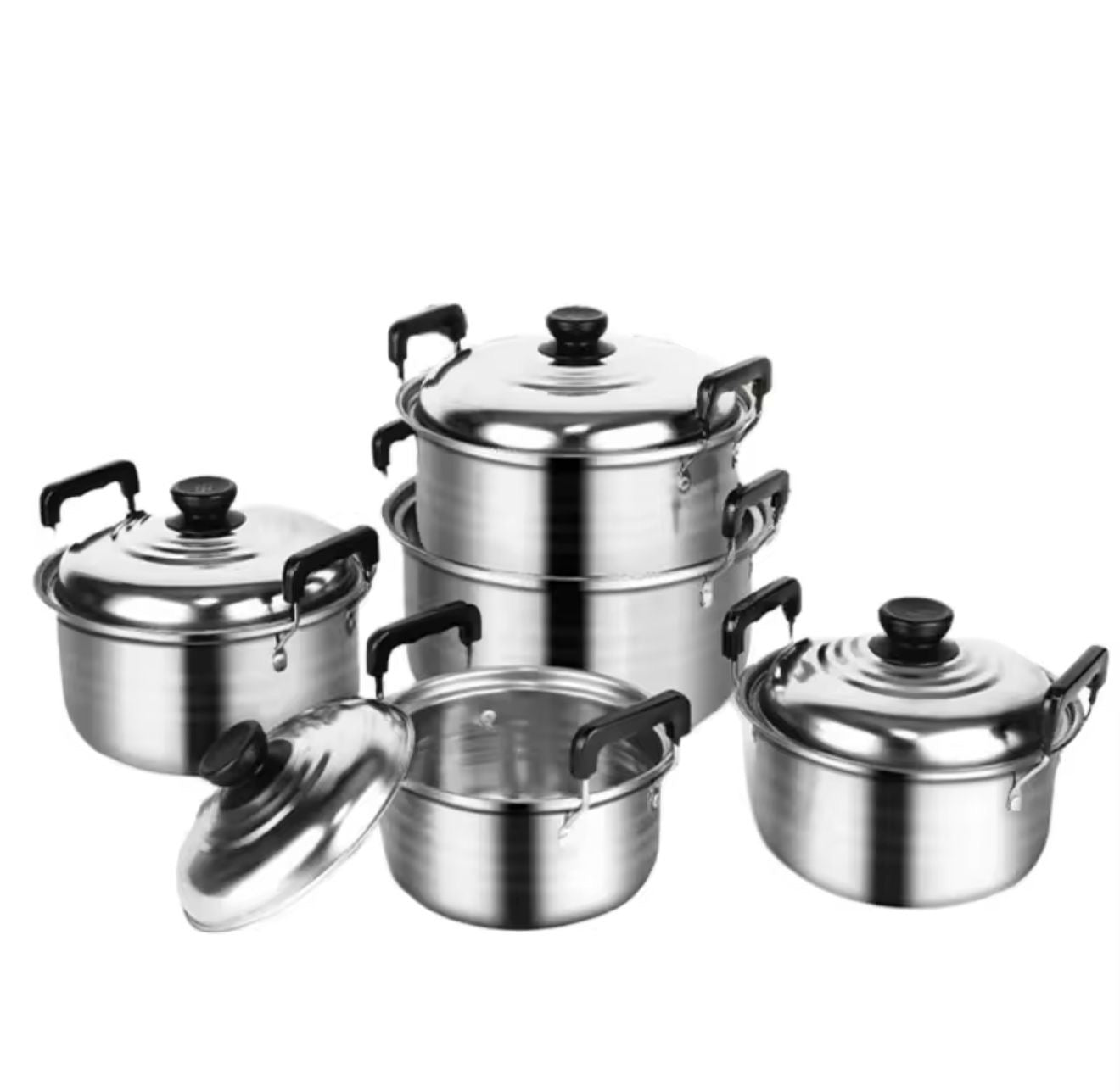 🍳✨ SET DE 5 OLLAS EN ACERO INOXIDABLE – RESISTENCIA Y ESTILO EN TU COCINA ✨🍳
🆔 Cod. 11-1

💰 RD$1,495