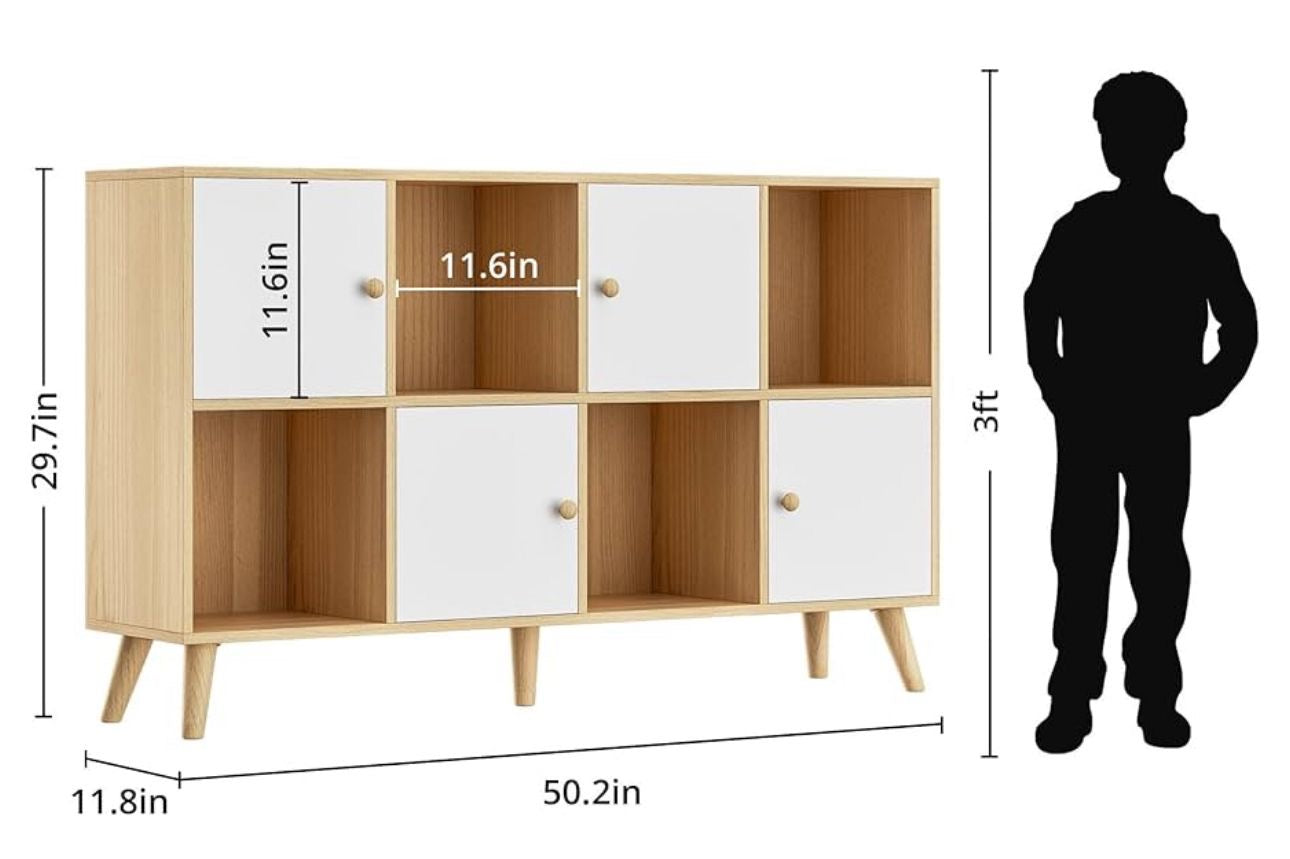 🪵 Estantería Organizadora de 8 Cubos – Roble y Blanco | 2 Niveles con Puertas
(Cod. SG7201-2) (120xm) 
💰RD$3,995