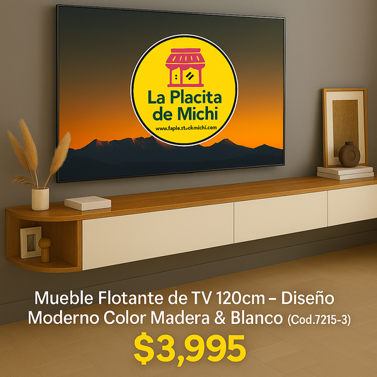 Mueble Flotante de TV 120cm – Diseño Moderno Color Madera  & Blanco (Cod.7215-3) (120cm)

💰 RD$3,995