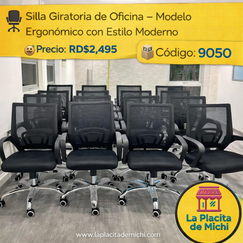🪑 Silla Giratoria de Oficina (9050) – Modelo Ergonómico con Estilo Moderno
💰Precio: RD$2,495