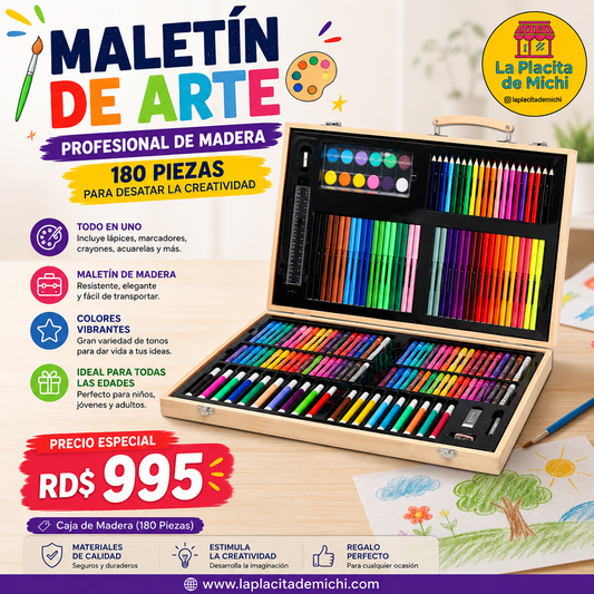 🎨🖌️ MALETÍN DE ARTE PROFESIONAL DE MADERA – 180 PIEZAS PARA DESATAR LA CREATIVIDAD 🖌️🎨

🆔 Caja de Madera (180 Piezas)

💰 RD$995