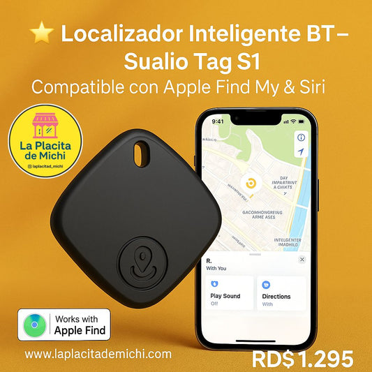 ⭐ Localizador Inteligente BT – Sualio Tag S1 Compatible con Apple Find My & Siri

💰RD$1,295