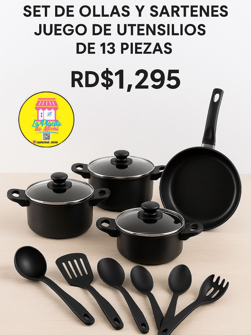 🍳✨ Set de Ollas y Sartenes Juego de Utencilios de  13 Piezas – ✨🍳

💰RD$1,295