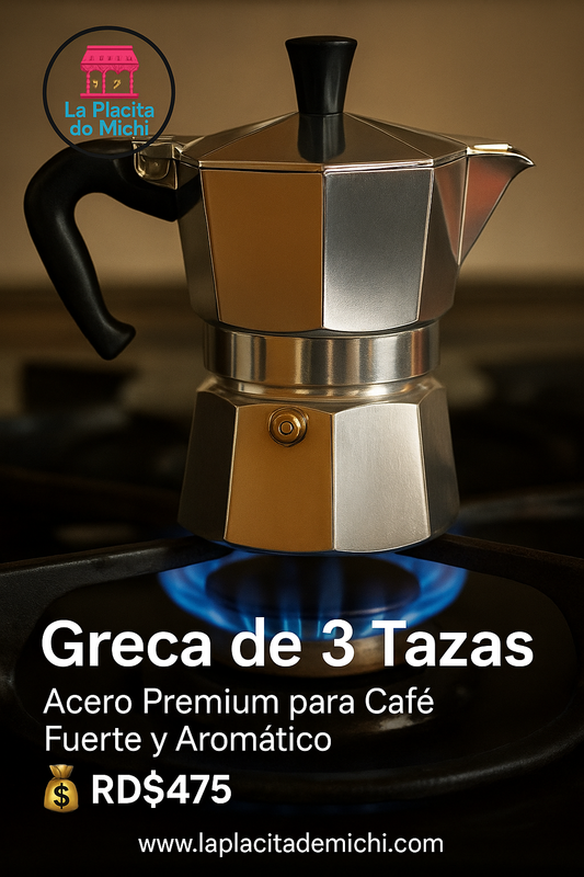 Greca de 3 Tazas – Acero Premium para Café Fuerte y Aromático

💰RD$475