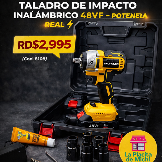 🔩⚡ TALADRO DE IMPACTO INALÁMBRICO 48VF – POTENCIA REAL ⚡🔩 (Cod.8108)

💰RD$2,995