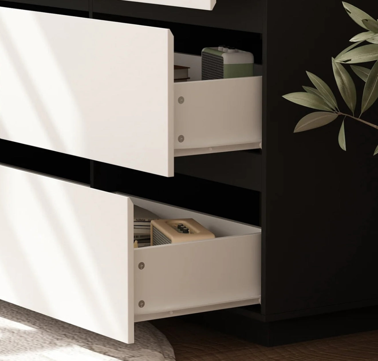 🧺 Gavetero Armario de Almacenamiento con 6 Cajones Color Blanco Con Negro  – Organización Práctica. (Cod. 80025-2)

💰RD$5,995