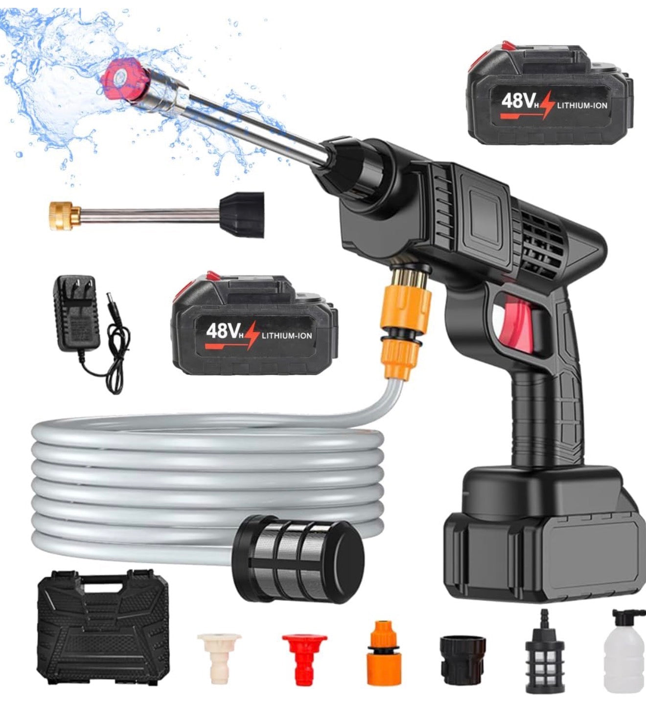 🚗💦 HIDROLAVADORA PORTÁTIL INALÁMBRICA 48V  (2 Baterías 48V) 
(Cod.8107) 💦🚗 

💰RD$2,495