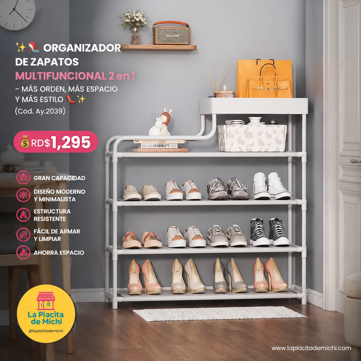 ✨👠 ORGANIZADOR DE ZAPATOS MULTIFUNCIONAL 2 en 1  – MÁS ORDEN, MÁS ESPACIO Y MÁS ESTILO 👠✨ (Cod. Ay.2039)

💰RD$1,295