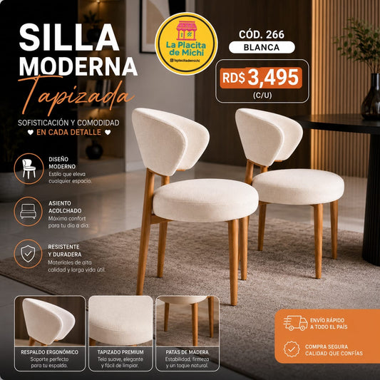 🪑🤍 SILLA MODERNA TAPIZADA NEGRA – SOFISTICACIÓN Y COMODIDAD EN CADA DETALLE 🤍🪑

🆔 Cod. 266 BLANCA

💰 RD$3,495 (c/u)