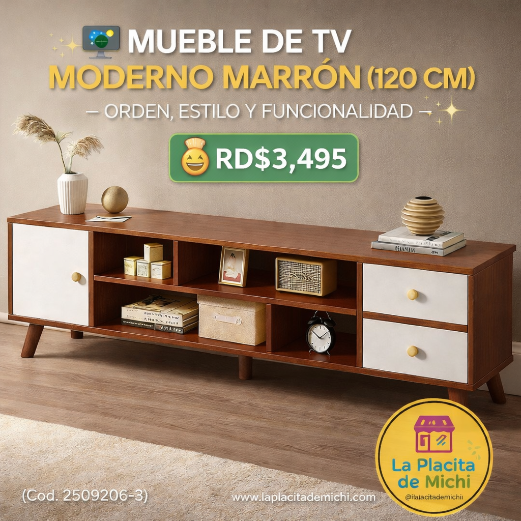🖥️✨ MUEBLE DE TV MODERNO MARRÓN (120 CM) – ORDEN, ESTILO Y FUNCIONALIDAD ✨🖥️ (Cod. 2509206-3)

💰RD$3,495