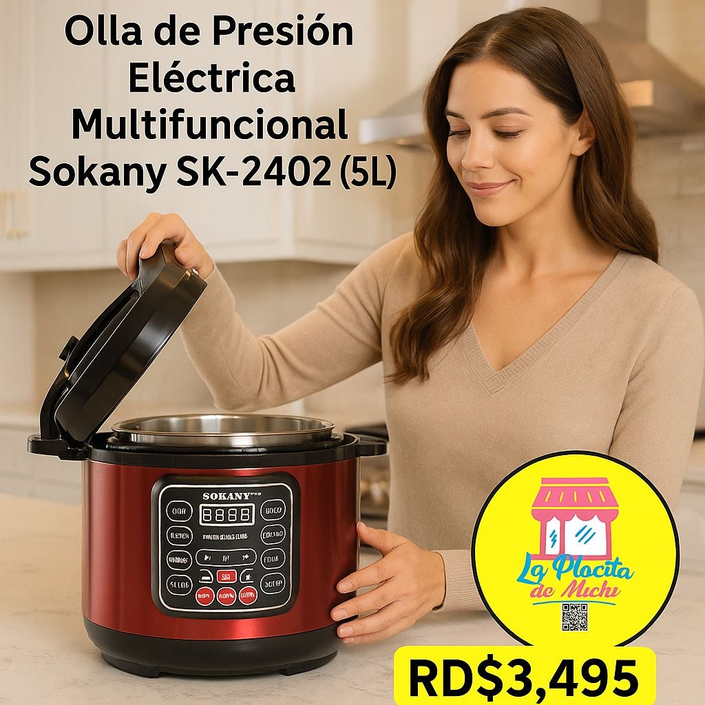 🍲⚡ Olla de Presión Eléctrica Multifuncional Sokany SK-2402 (5L) ⚡🍲

💰 RD$3,495