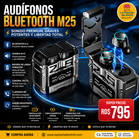 🎧⚡ AUDÍFONOS BLUETOOTH M25 – SONIDO PREMIUM, GRAVES POTENTES Y LIBERTAD TOTAL ⚡🎧

🆔 Audífonos Bluetooth M25

💰 RD$795