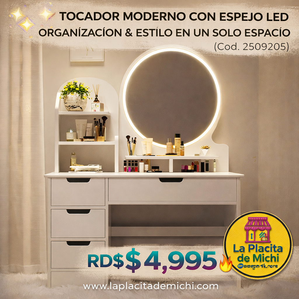 ✨🤍 TOCADOR MODERNO CON ESPEJO LED – ORGANIZACIÓN & ESTILO EN UN SOLO ESPACIO 🤍✨ (Cod. 2509205)

RD$💰4,995 🔥

- Medidas: 128x80x40cm