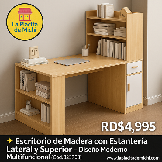 ✨ Escritorio de Madera con Estantería Lateral y Superior – Diseño Moderno Multifuncional (Cod.823708)✨

💰RD$4,995